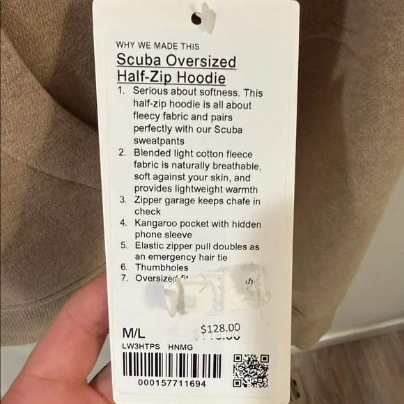 lululemon athletica Cropped Half-Zip Hoodie in Taupe - Picture 3 of 6